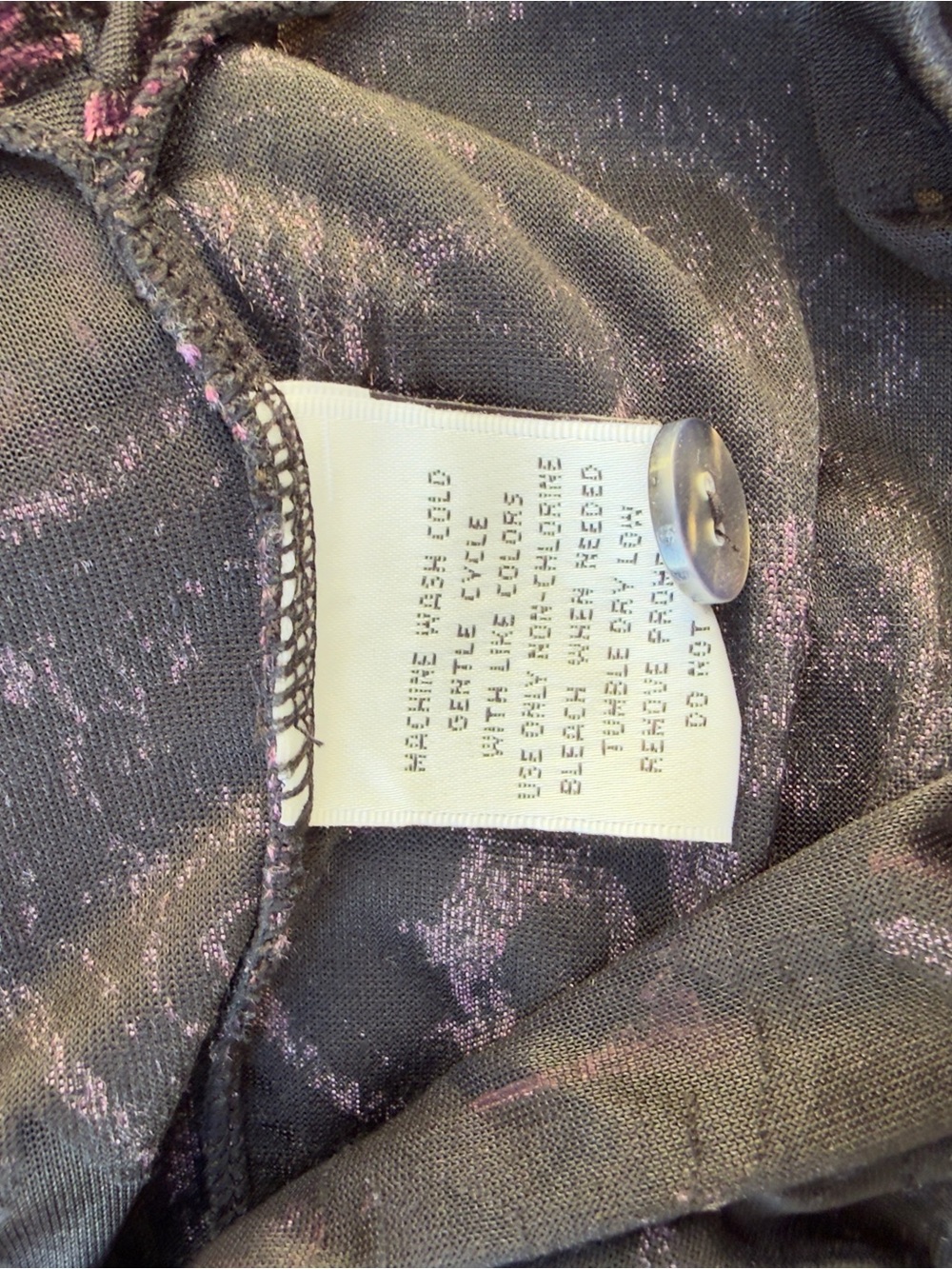 Sheer Paisley Button-Up Tunic in Black and Purple - Picture 8 of 8